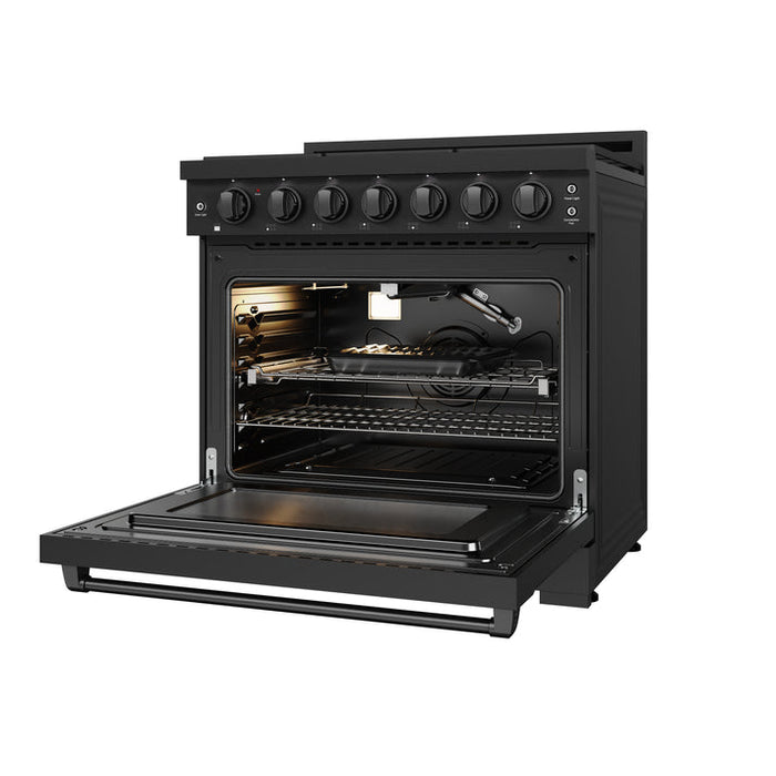 Gordon Ramsay by THOR Kitchen 36" 6 cu. ft. Professional Natural Gas Range with 6 Sealed Burners in Black - RSG36PB
