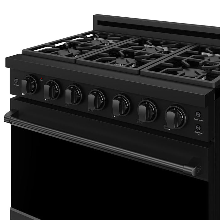 Gordon Ramsay by THOR Kitchen 36" 6 cu. ft. Professional Propane Gas Range with 6 Sealed Burners in Black - RSG36PBLP