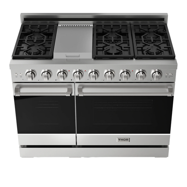 Thor Kitchen Gordon Ramsay Series 48 in. Professional Gas Range with Double Oven in Stainless Steel, RSG48E