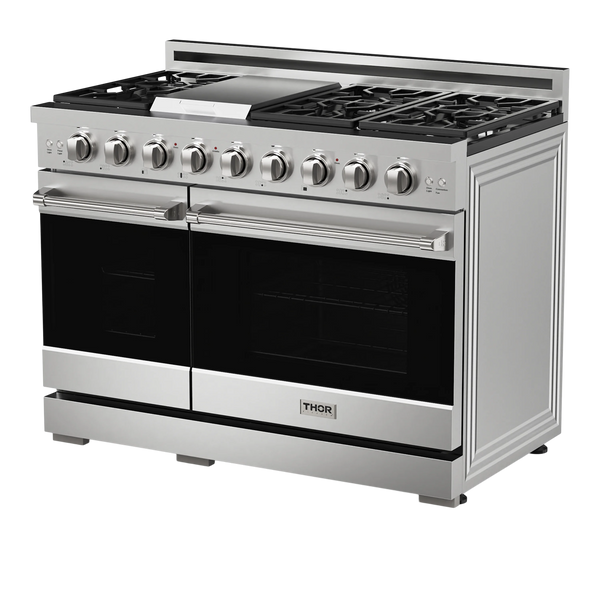Thor Kitchen Gordon Ramsay Series 48 in. Professional Gas Range with Double Oven in Stainless Steel, RSG48E