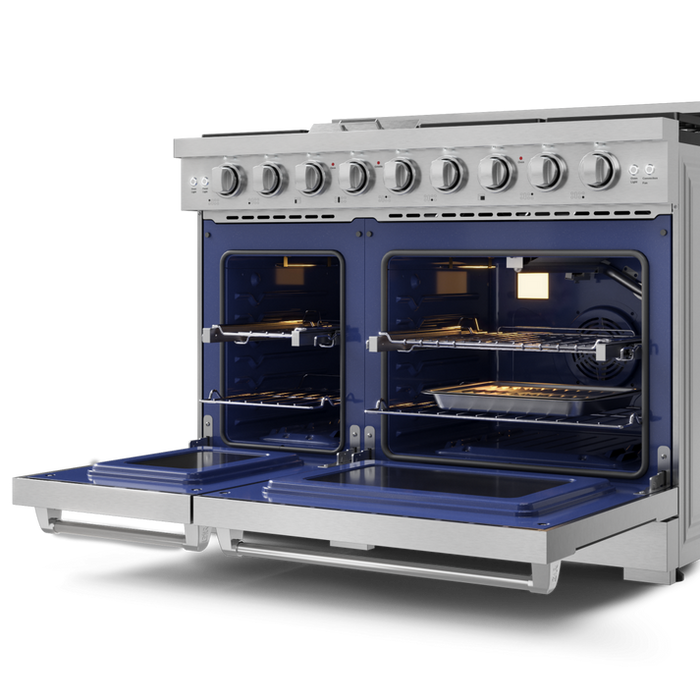 Thor Kitchen Gordon Ramsay Series 48 in. Professional Gas Range with Double Oven in Stainless Steel, RSG48E