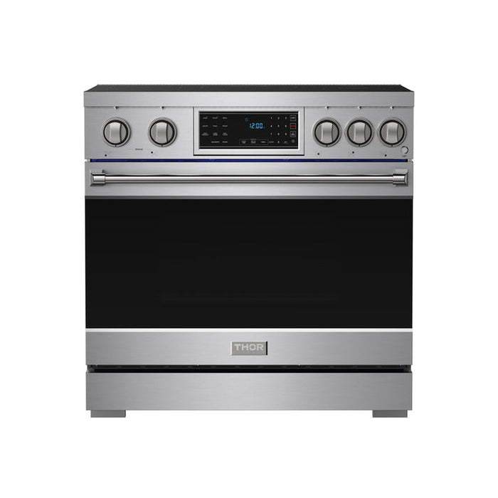 Gordon Ramsay by THOR Kitchen 36" 6 cu. ft. Professional Smooth Glass Top Induction Range with Tilt Panel Touch Control, Self-Clean and Air Fry in Stainless Steel - RSI36