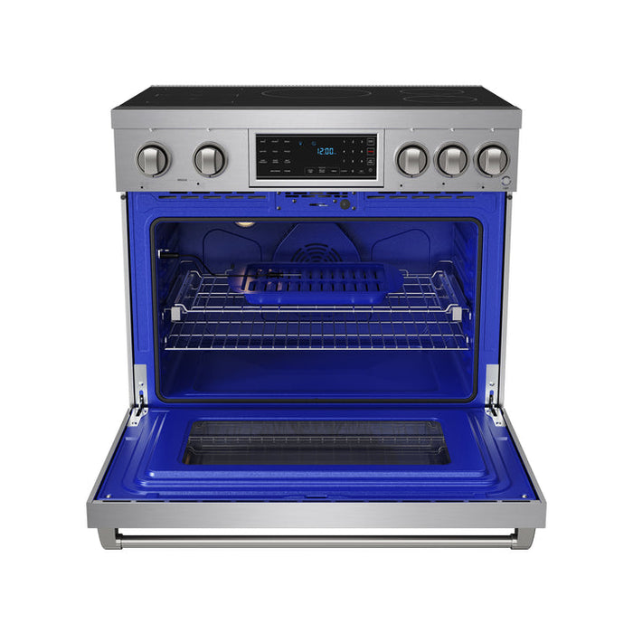 Gordon Ramsay by THOR Kitchen 36" 6 cu. ft. Professional Smooth Glass Top Induction Range with Tilt Panel Touch Control, Self-Clean and Air Fry in Stainless Steel - RSI36