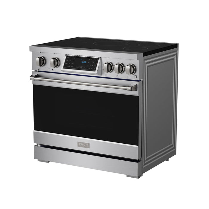 Gordon Ramsay by THOR Kitchen 36" 6 cu. ft. Professional Smooth Glass Top Induction Range with Tilt Panel Touch Control, Self-Clean and Air Fry in Stainless Steel - RSI36