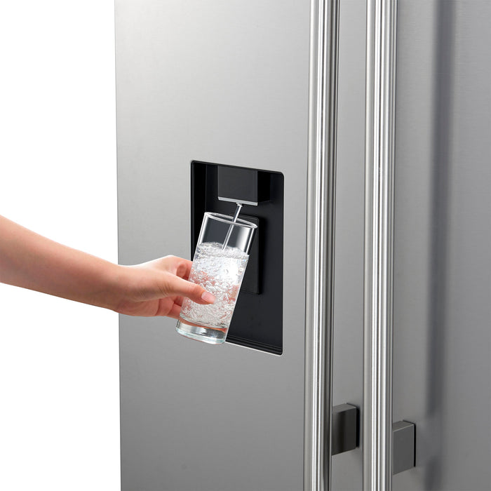 FORNO Aosta 36" 22.4 cu. ft. Refrigerator with External Water Dispenser, Automatic Ice Maker- FFFFD1866-36SB