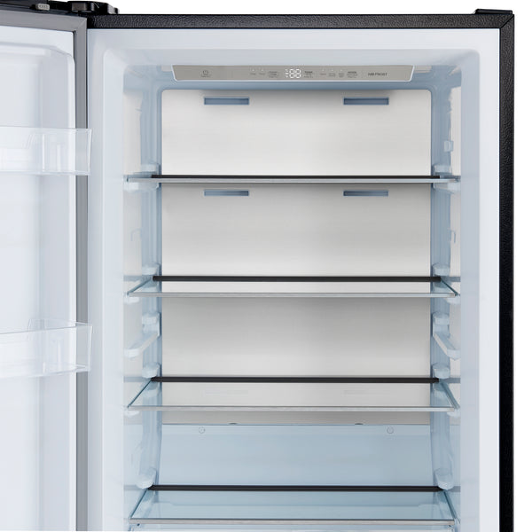 FORNO Maderno 28" 13.6 cu. ft. Left Swing Convertible Upright Freezer/Refrigerator in Black with Antique Brass Handle-  FFFFD1722-28BLK-LS