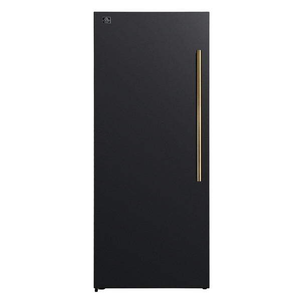 FORNO Maderno 28" 13.6 cu. ft. Left Swing Convertible Upright Freezer/Refrigerator in Black with Antique Brass Handle-  FFFFD1722-28BLK-LS
