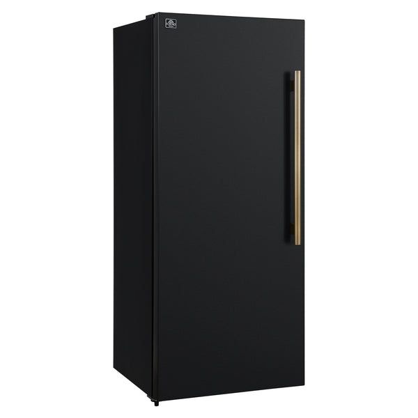 FORNO Maderno 28" 13.6 cu. ft. Left Swing Convertible Upright Freezer/Refrigerator in Black with Antique Brass Handle-  FFFFD1722-28BLK-LS
