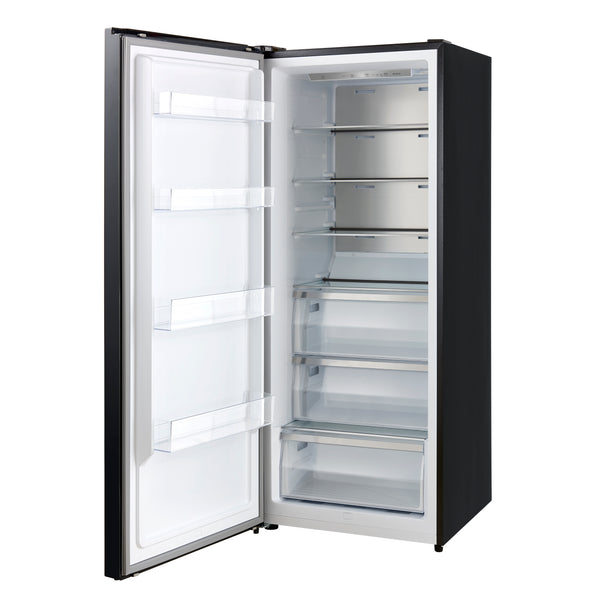 FORNO Maderno 28" 13.6 cu. ft. Left Swing Convertible Upright Freezer/Refrigerator in Black with Antique Brass Handle-  FFFFD1722-28BLK-LS