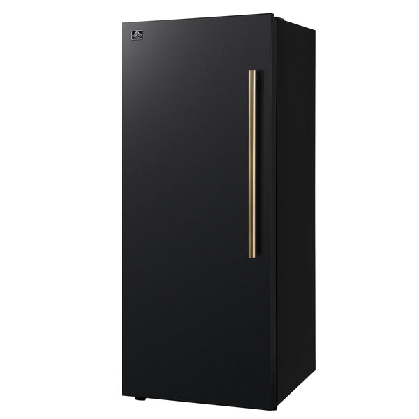 FORNO Maderno 28" 13.6 cu. ft. Left Swing Convertible Upright Freezer/Refrigerator in Black with Antique Brass Handle-  FFFFD1722-28BLK-LS