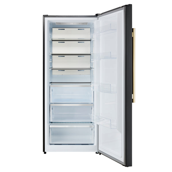 FORNO Maderno 28" 13.6 cu. ft. Right Swing Convertible Upright Freezer/Refrigerator in Black with Antique Brass Handle- FFFFD1722-28BLK-RS