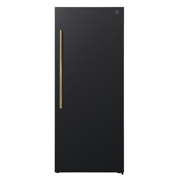 FORNO Maderno 28" 13.6 cu. ft. Right Swing Convertible Upright Freezer/Refrigerator in Black with Antique Brass Handle- FFFFD1722-28BLK-RS
