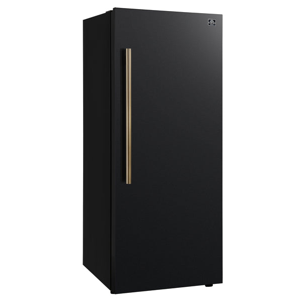 FORNO Maderno 28" 13.6 cu. ft. Right Swing Convertible Upright Freezer/Refrigerator in Black with Antique Brass Handle- FFFFD1722-28BLK-RS