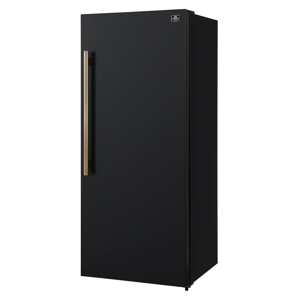 FORNO Maderno 28" 13.6 cu. ft. Right Swing Convertible Upright Freezer/Refrigerator in Black with Antique Brass Handle- FFFFD1722-28BLK-RS