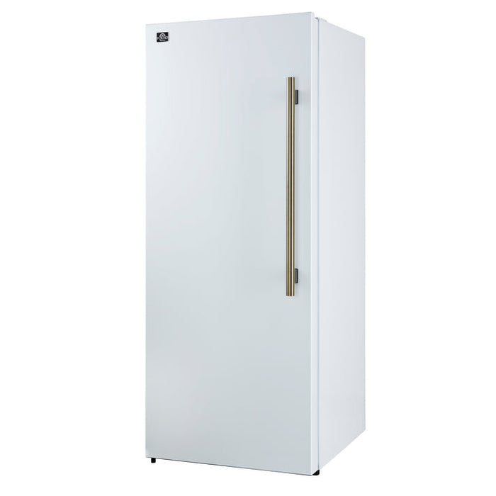 FORNO Maderno 32" 13.6 cu.ft. Left Swing Convertible Refrigerator and Freezer with Modern Trim Kit in White with Antique Brass Handles- FFFFD1722-32LMG-WHT