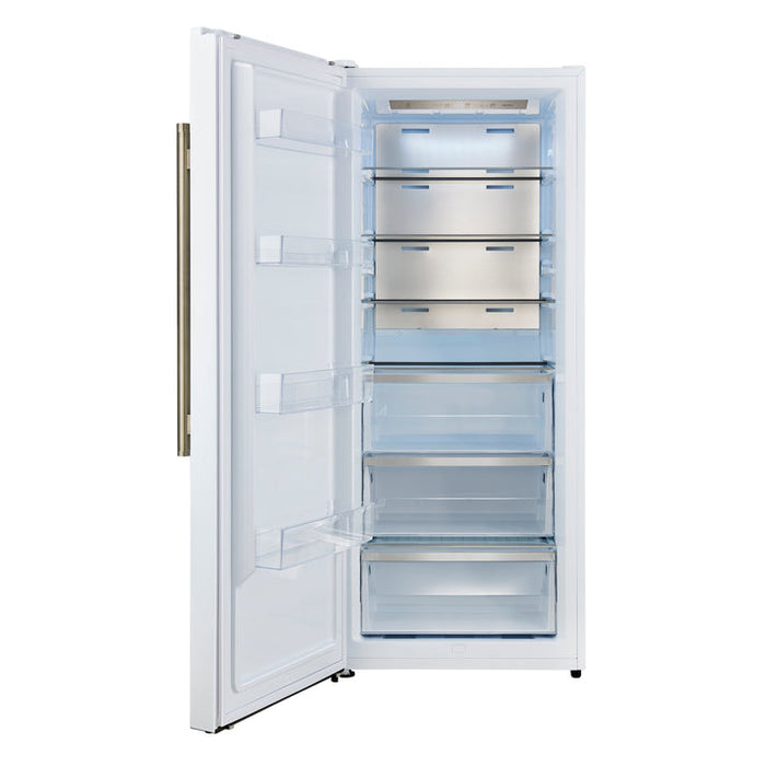 FORNO Maderno 32" 13.6 cu.ft. Left Swing Convertible Refrigerator and Freezer with Modern Trim Kit in White with Antique Brass Handles- FFFFD1722-32LMG-WHT