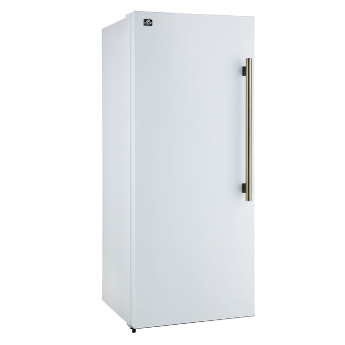 FORNO Maderno 32" 13.6 cu.ft. Left Swing Built-In Convertible Refrigerator/Freezer in White with Antique Brass Handle and Grill Trim- FFFFD1722-32LSG-WHT