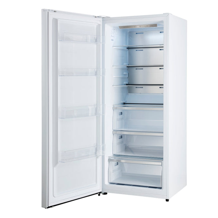 FORNO Maderno 32" 13.6 cu.ft. Left Swing Convertible Refrigerator and Freezer with Modern Trim Kit in White with Antique Brass Handles- FFFFD1722-32LMG-WHT