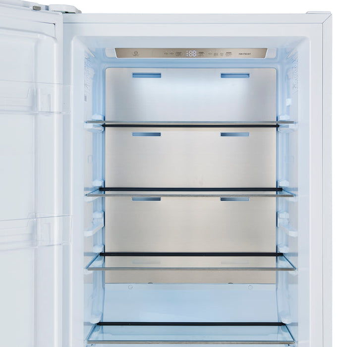 FORNO Maderno 32" 13.6 cu.ft. Left Swing Built-In Convertible Refrigerator/Freezer in White with Antique Brass Handle and Grill Trim- FFFFD1722-32LSG-WHT