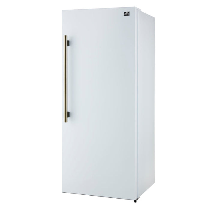 FORNO Maderno 32" 13.6 cu.ft. Right Swing Built-In Convertible Refrigerator/Freezer in White with Antique Brass Handle and Grill Trim- FFFFD1722-32RSG-WHT