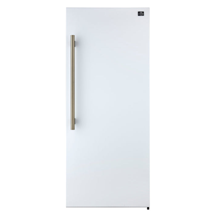 FORNO Maderno 32" 13.6 cu.ft. Right Swing Built-In Convertible Refrigerator/Freezer in White with Antique Brass Handle and Grill Trim- FFFFD1722-32RSG-WHT