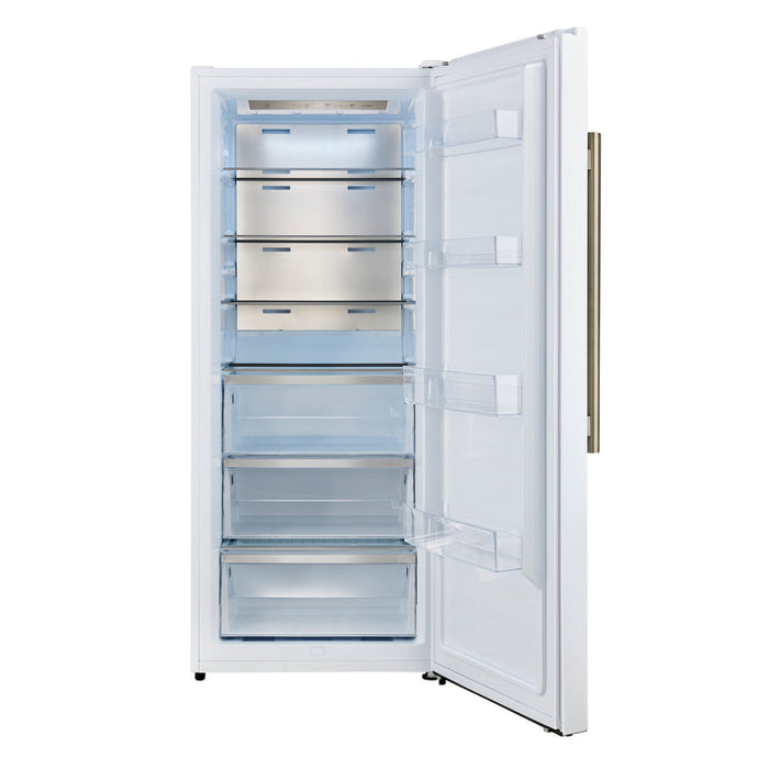 FORNO Maderno 28" 13.6 cu.ft. Right Swing Built-In Convertible Refrigerator/Freezer in White with Antique Brass Handle- FFFFD1722-28WHT-RS