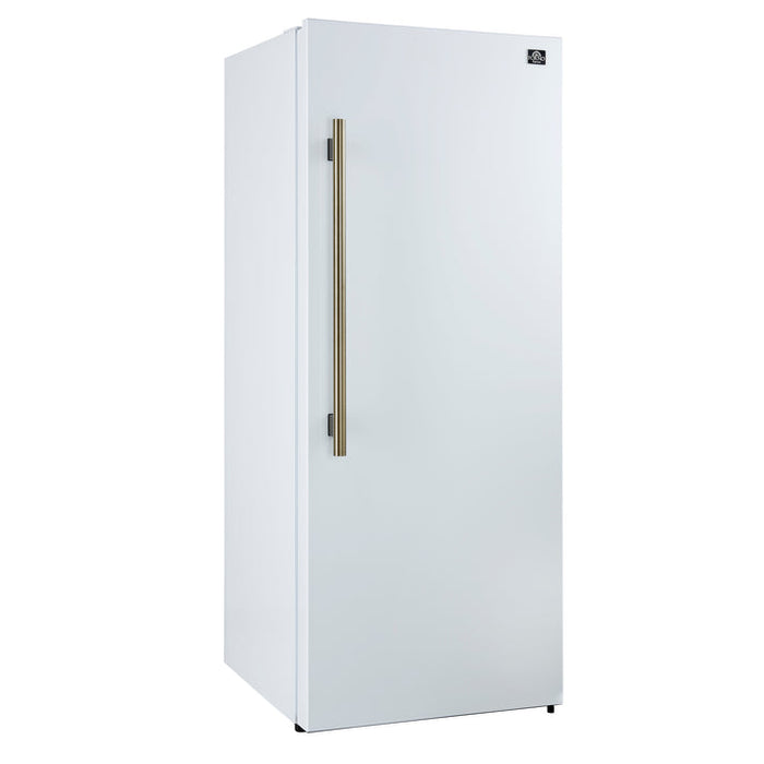 FORNO Maderno 32" 13.6 cu.ft. Right Swing Built-In Convertible Refrigerator/Freezer in White with Antique Brass Handle and Grill Trim- FFFFD1722-32RSG-WHT
