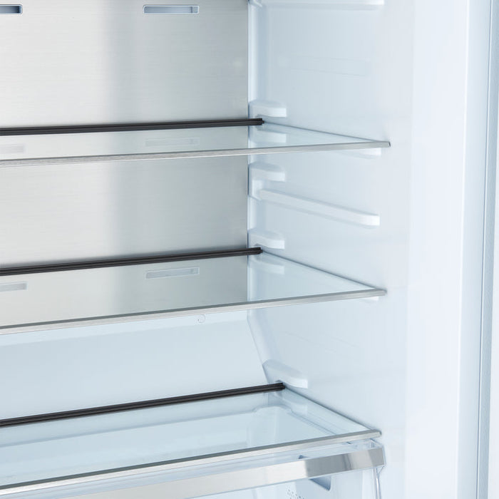 FORNO Maderno 32" 13.6 cu.ft. Right Swing Built-In Convertible Refrigerator/Freezer in White with Antique Brass Handle and Grill Trim- FFFFD1722-32RSG-WHT
