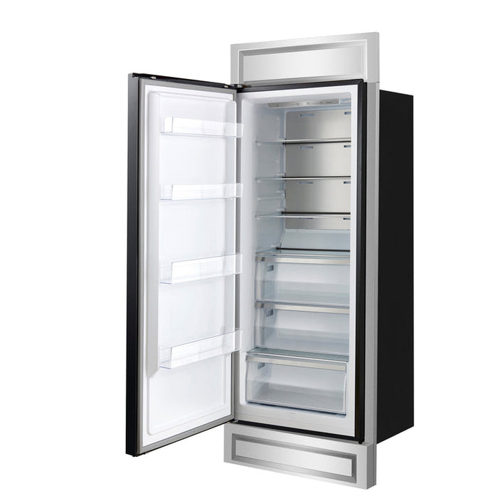FORNO Maderno 32" 13.6 cu.ft. Left Swing Built-In Convertible Refrigerator/Freezer in Black with Antique Brass Handle and Modern Trim- FFFFD1722-32LMG-BLK