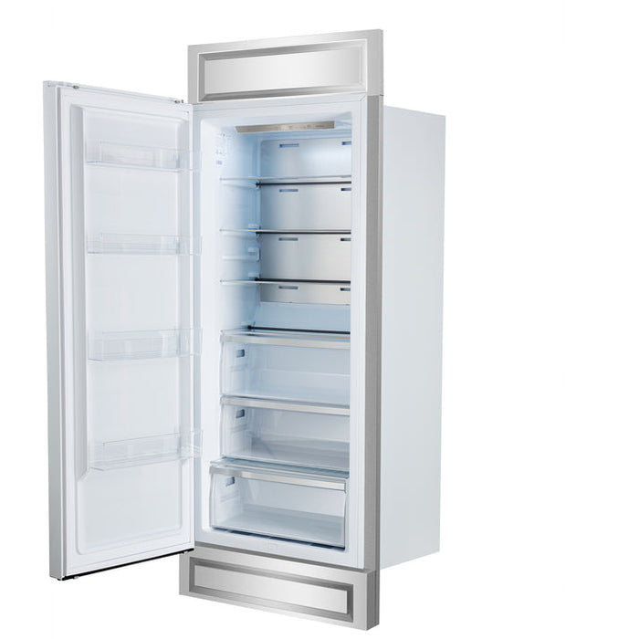 FORNO Maderno 32" 13.6 cu.ft. Left Swing Convertible Refrigerator and Freezer with Modern Trim Kit in White with Antique Brass Handles- FFFFD1722-32LMG-WHT