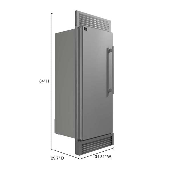 FORNO Maderno 32" 13.6 cu.ft. Left Swing Convertible Refrigerator and Freezer with Modern Trim Kit in Stainless Steel- FFFFD1722-32LSG