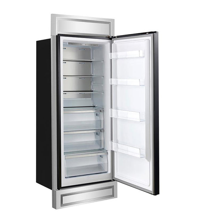 FORNO Maderno 32" 13.6 cu.ft. Right Swing Built-In Convertible Refrigerator/Freezer in Black with Antique Brass Handle and Modern Trim- FFFFD1722-32RMG-BLK
