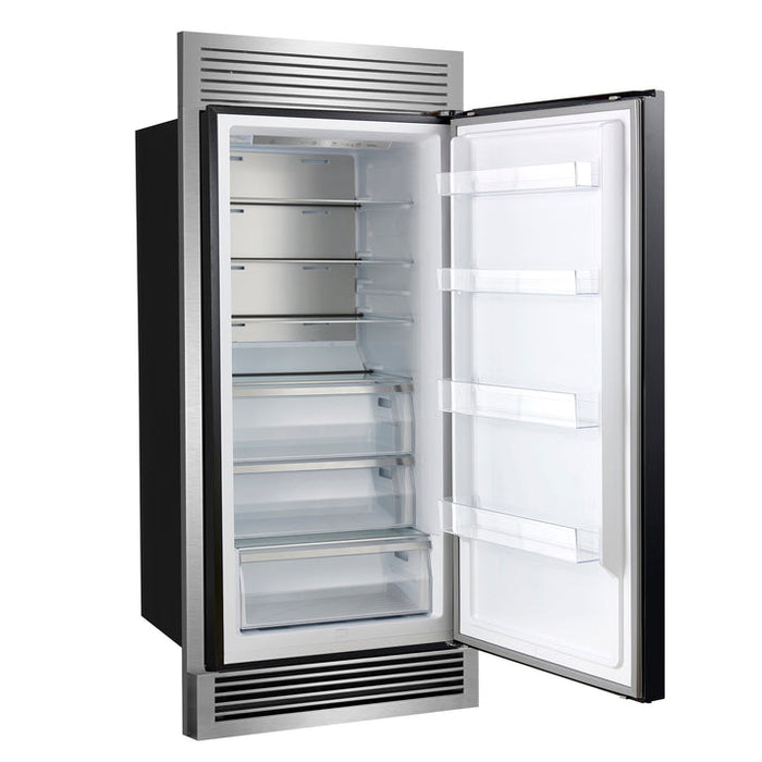 FORNO Maderno 32" 13.6 cu.ft. Right Swing Built-In Convertible Refrigerator/Freezer in Black with Antique Brass Handle and Grill Trim- FFFFD1722-32RSG-BLK