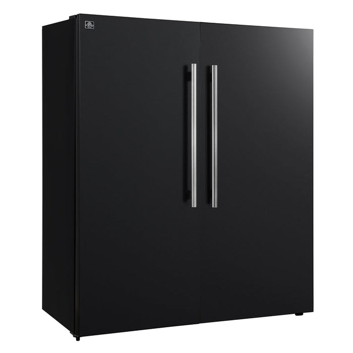 FORNO Maderno 60" 27.2 cu. ft. Convertible Refrigerator and Freezer with Modern Trim Kit in Black with Antique Brass Handles- FFFFD1722-60MG-BLK