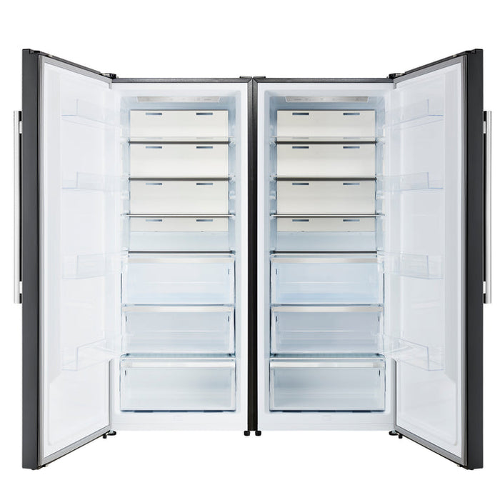 FORNO Maderno 60" 27.2 cu. ft. Convertible Refrigerator and Freezer with Modern Trim Kit in Black with Antique Brass Handles- FFFFD1722-60MG-BLK