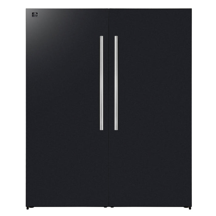 FORNO Maderno 60" 27.2 cu. ft. Convertible Refrigerator and Freezer with Modern Trim Kit in Black with Stainless Steel Handles- FFFFD1722-60MG-BLK