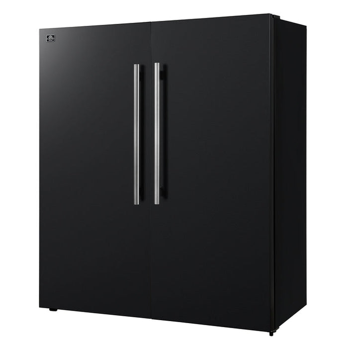 FORNO Maderno 60" 27.2 cu. ft. Convertible Refrigerator and Freezer with Modern Trim Kit in Black with Antique Brass Handles- FFFFD1722-60MG-BLK