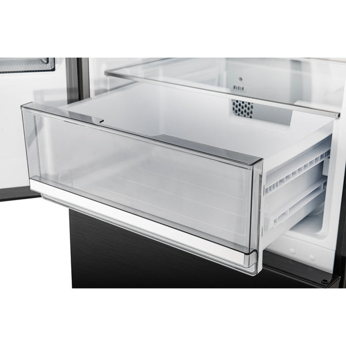FORNO Custodia 46.8" 20.6 cu. ft. Refrigerator with Bottom Freezer and Ice Maker in Black with Antique Brass Accents - FFFFD1766-48BLK