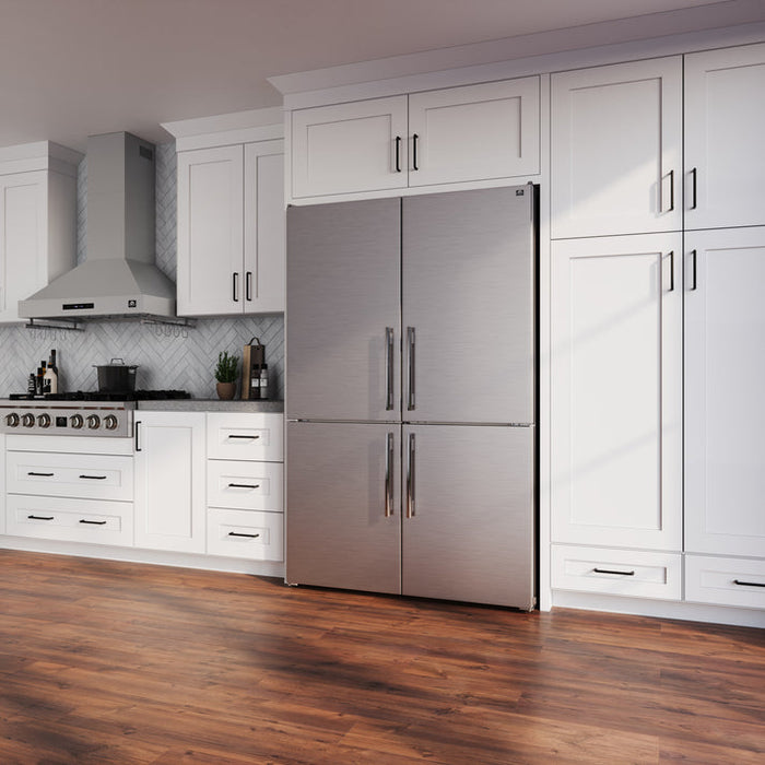 FORNO Custodia 46.8" 20.6 cu. ft. Refrigerator with Bottom Freezer and Ice Maker in Stainless Steel-  FFFFD1766-48S