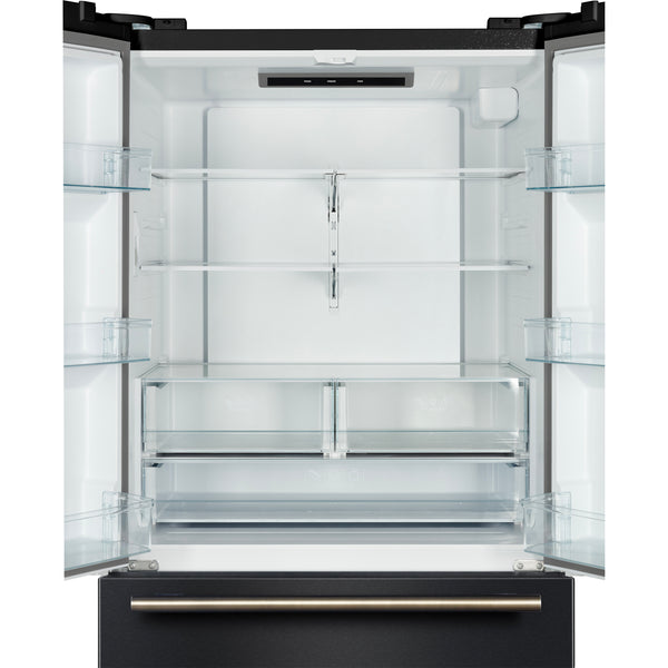 FORNO Rivello 36" French Door Standard Depth Refrigerator with Water and Ice Dispenser in Black with Antique Brass Accents- FFFFD1783-36BLK