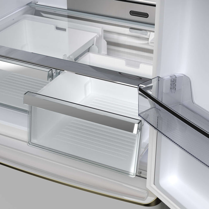 Forno Luigi 18 cu.ft. French Door Refrigerator White, Antique Brass Handles, FFFFD1791-33WHT