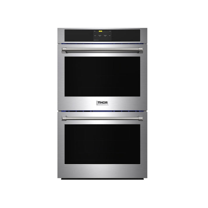 THOR Kitchen 30" 9.6 cu. ft. Professional Electric Double Wall Oven with Air Fry and Self-Clean in Stainless Steel - TEW30ED