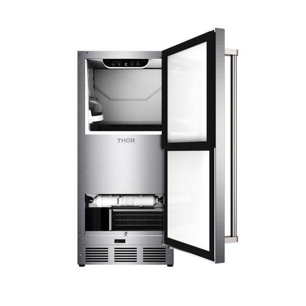 THOR Kitchen 15" Indoor/Outdoor Ice Maker with Drain Pump in Stainless Steel- TIM1511