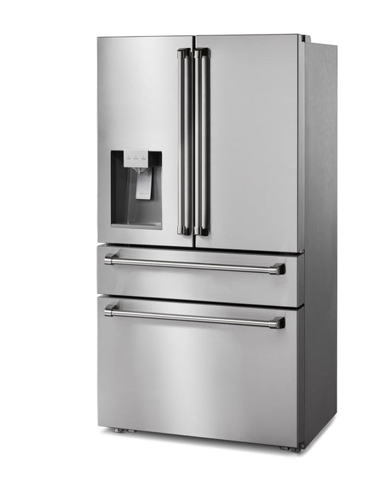 Thor Kitchen 36 in. Professional Counter Depth French Door Freestanding Refrigerator w/ Ice & Water Dispenser- Stainless Steel, TRF3601FD