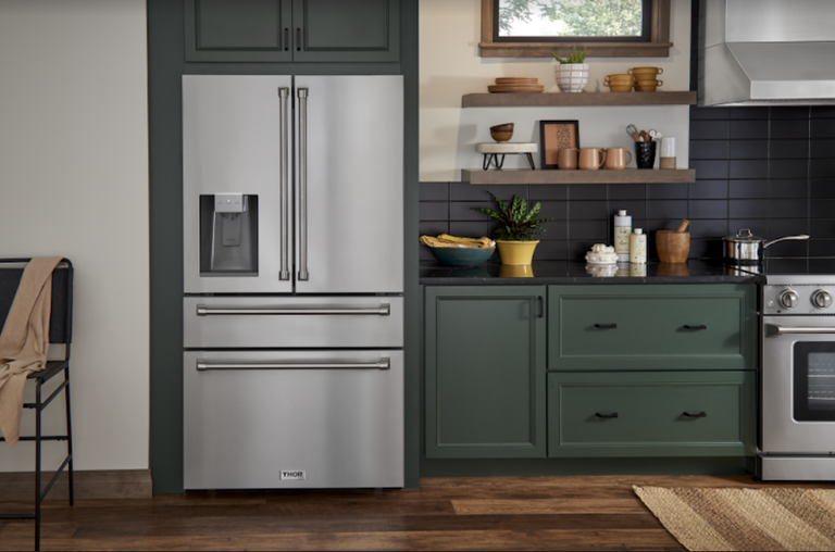 Thor Kitchen 36 in. Professional Counter Depth French Door Freestanding Refrigerator w/ Ice & Water Dispenser- Stainless Steel, TRF3601FD