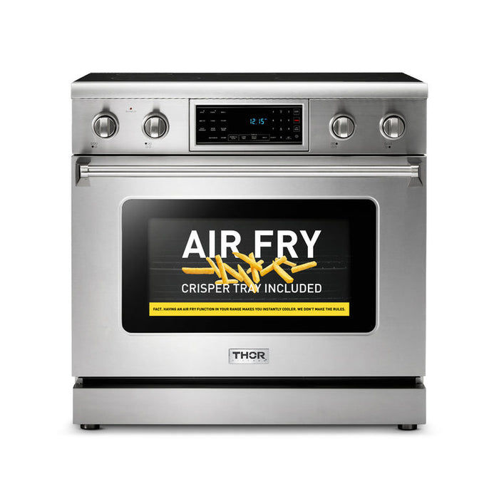 THOR Kitchen 36 in. Tilt Panel 5 Element Electric Range in Stainless Steel- TRE3601