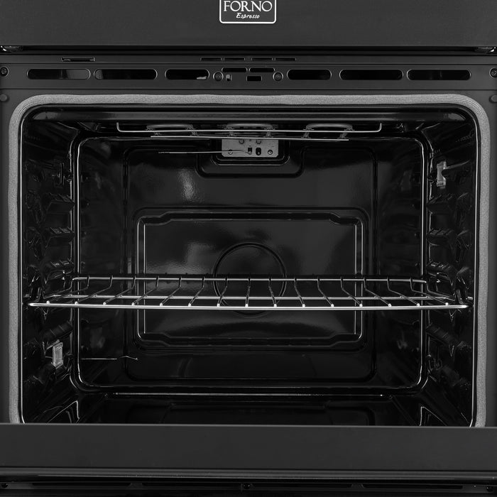 FORNO Espresso Vomero 30" 10 cu. ft. Electric Double Wall Oven in Black with Antique Brass Accents- FBOEL1324-30BLK