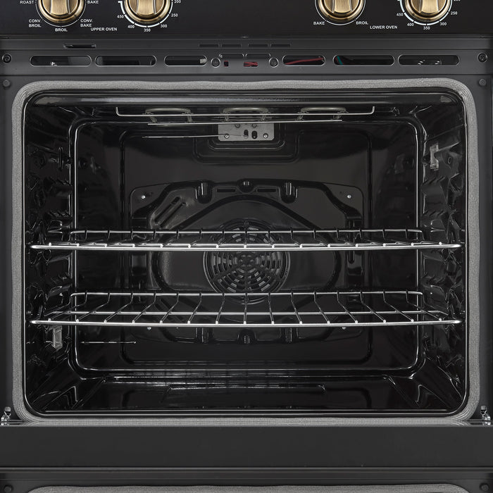 FORNO Espresso Vomero 30" 10 cu. ft. Electric Double Wall Oven in Black with Antique Brass Accents- FBOEL1324-30BLK
