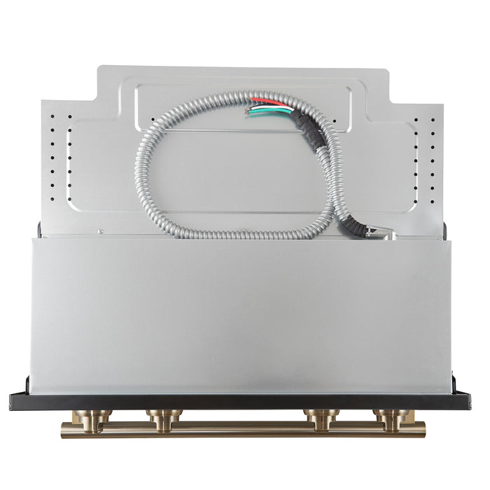 FORNO Espresso Vomero 30" 10 cu. ft. Electric Double Wall Oven in Black with Antique Brass Accents- FBOEL1324-30BLK