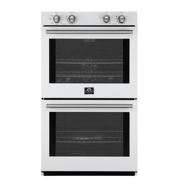 FORNO Espresso Vomero 30" 10 cu. ft. Electric Double Wall Oven in White with Stainless Steel Accents- FBOEL1324-30WHT
